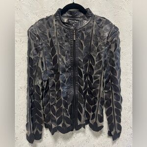 Dakota West Gray Leaf Leather Jacket L